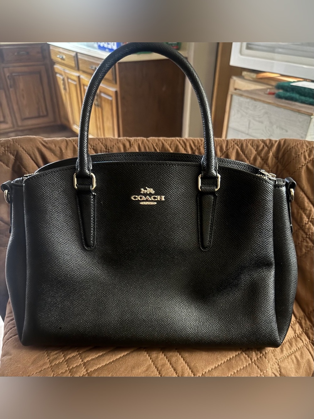 Coach Black Leather Satchel with Gold Hardware